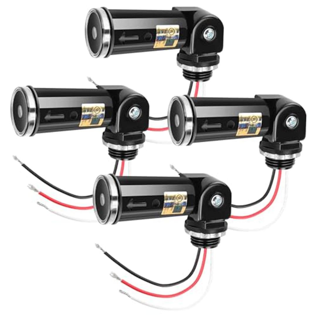 4-Pack, Dusk to Dawn/Day Night Sensor, Photoelectric Switch, Photo Cell Sensor, 110V/120V/220V/240V Input, UL Listed, IP65 Water-Resistant Photocell for Outdoor Light