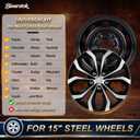 15 Inch Universal Hubcaps, Silver & Black Wheel Covers, Set of 4