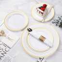 BESTVIP 175PCS Gold Plastic Dinnerware Set, Disposable Party Plates for 25 Guests, Include: 50 Plastic Plates, 25 Pre Rolled Napkins with Gold Silverware, 25 Cups for Christmas, Halloween