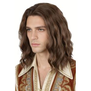 LeMarnia Men Wigs Brown Short Curly Funny Wigs for Men Halloween Costume Party Wig