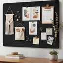 AKTOP Large Bulletin Board, 24" x 36" Foldable Felt Notice Pin Board for Wall, Decorative CorkBoard Photo Display Board with Self-Adhesive Tape, Vision Board Cork Board Alternative with 25 Pushpins