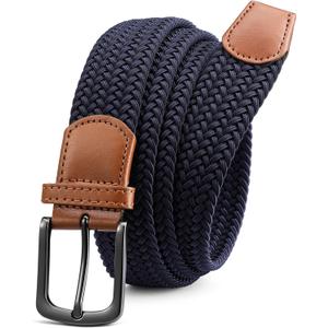CHAOREN Mens Belt - Braided Stretch Golf Belt for Men 1 3/8"- Gift for Golf Pants Casual Shorts Jeans (Gun / Blue)