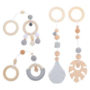 jojofuny 4pcs Leaf Toy Crib Hanging Pendants Wood Crib Pendant Wooden Hanging Pendants Wood Bed Hanging Pendant Gym Rattle Pendant Stroller Yarn Gym Rack