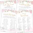 Bridal Shower Games Set, Floral Wedding Shower Game Cards, Hilarious Bridal Shower Party Supplies for Bride Groom, 50 Double-Sided Cards for 25 Guests, Funny Bachelorette Party Games Ideas -01