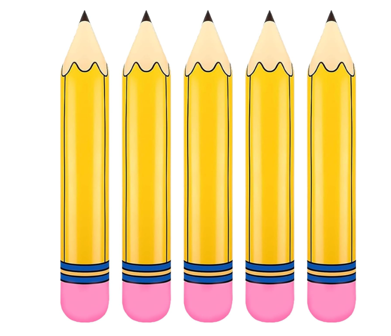 Funy Yellow Pencil Balloons 5pcs Back to School Foil Balloon - 27'' Giant Pencil Inflatable Balloon The First Day of School Classroom Welcome Party Favors Decorations Siupplies (5pcs)