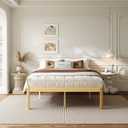 ZIYOO 18 Inch Queen Size Bamboo Platform Bed Frame, Modern Minimalist Design, Heavy Duty Support, Easy Assembly, No Box Spring Needed, Natural Finish