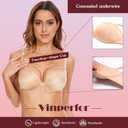 Women's Plunge Push Up Bra-Scoop Neckline Invisible Underwire Low Back-Sexy Demi Balconette T Shirt Bra for Comfort Lift (32DDD, Nude)