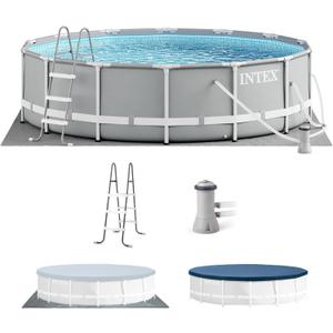 Intex 26719EH Prism Frame Premium Above Ground Swimming Pool Set: 14ft x 42in  Includes 1000 GPH Cartridge Filter Pump  SuperTough Puncture Resistant  Rust Resistant  3357 Gallon Capacity
