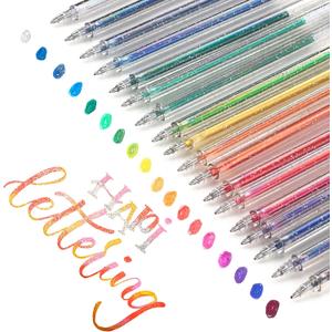 SMOOTHERPRO Glitter Gel Pens, 18 Colors Glitter Colored Pens, 1.0mm Metallic Sparkle Colorful Pens for Coloring Calligraphy Cards Journal Drawing Scrapbook(SC623-18)