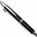 JINHAO 10 Press Fountain Pen, Retractable Metal Pen with Ink Converter (EF Nib 0.38mm, Bright Black)