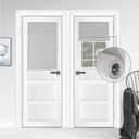 WDFour Blackout Curtains for French Doors - Thermal Insulated Light Blocking Shades, Noise-Free Adjustable Roller Blinds, UV Protection for Bedroom & Office, 24x38 Inches, Light Gray (1 Pack)