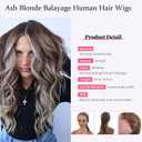 Smartinnov Balayage Ash Blonde Human Hair Wigs 13x4 Lace Front Wigs 24Inch Glueless Blonde Highlight Pre Plucked Ombre Wigs with Light Brown Roots 150% Density