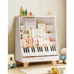 ROBUD Kids Bookshelf, 5-Tier Montessori Wooden Book Shelf with Stability & Sturdiness, Ideal Size for Kids' Rooms, Nursery, Playrooms - White WF009