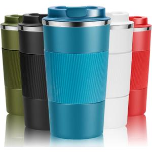 17oz Travel Coffee Cups Insulated Mug Thermal Tumbler to Go with Lid Leak Proof Reusable Stainless Steel Coffee Mug Spill Proof for Hot and Iced Cold Drinks (Blue, 510ml) (17.2 Ounces)