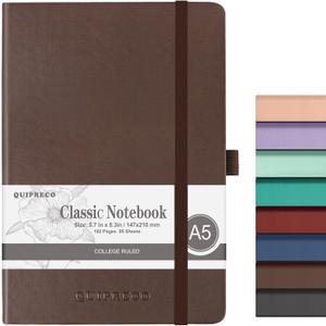 Lined Journal Notebook, (Brown), A5 192 Pages, 5.7 in x 8.3 in - 100 GSM Thick Paper  Hardcover Journaling Notebook for Work, School,Travel,Daily Planning & Note Taking