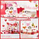 24 PCS Happy Valentine's Day Cupcake Toppers Valentines Day Cupcake Toppers Birthday Decorations Party Supplies Decorations Decor for Love Theme be Mine Wedding Engagement Bridal Shower