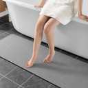 Bathroom Mat Rugs 47x17, Long Diatomaceous Earth Bath Mat Large Quick Dry Bath Mat Non Slip Rubber Backed Super Absorbent Shower Mat, Thin Bathroom Runner Rugs Floor Mat Fit Under Door, Grey