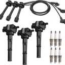ENA Set of 3 Ignition Coil with 6 Platinum Spark Plug and Wire Set Compatible with Toyota 4Runner T100 Tacoma Tundra 1995-2004 3.4L Replacement for UF156 C1041 90919-02212 5C1308 E679
