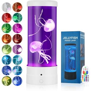 M METERXITY Jellyfish Lamp with 17 Light Effects, 4 Modes Electric Jellyfish Tank Table Lamp with Remote, Mood Table Lamp for Home, Office, Aquarium, Tank [White]