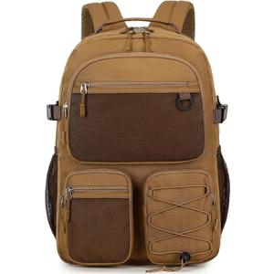 Lohol Water Resistant Daypack with Mulitiple Pockets for Travel Outdoor College, 15.6 inch Laptop Backpack for Men and Women (Brown)