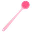 DNC Soft Silicone Back Scrubber Shower Bath Body Brush with Long Handle (Pink)