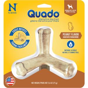 N-Bone Quado Interactive Chew, Peanut Flavor, Average Joe, 2.8oz, Natural, Medium (Pack of 1) (EXP 08/02/27)