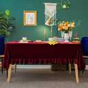 GLORY SEASON Velvet Tablecloth Luxurious Solid Rectangle Table Cloth,Oblong Retro Farmhouse Ruffle Tablecloths Washable Table Cover for Party Wedding Baby Shower Kitchen Dinning Tabletop Decoration,  84" x 60" (Rectangular), Ruby Red