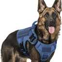 rabbitgoo Tactical Dog Harness for Large, Heavy Duty Pet Harness with Handle, No-Pull Service Vest Large Breed, Adjustable Military Dog Vest for Training Hunting Walking, Blue, L