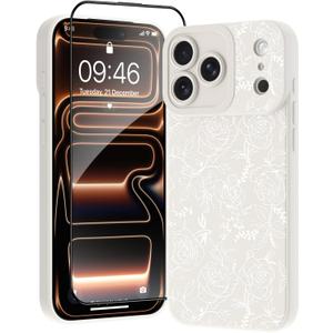 OOK for iPhone 17 Pro Case White Case Cute Flower Floral Design