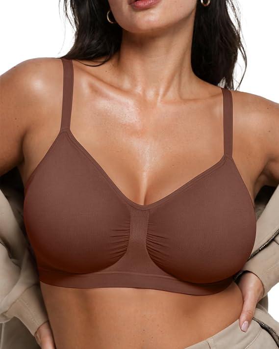 OEAK Bralettes for Women No Padding Comfortable Wireless Bras Seamless Bralette No Underwire Bra Cute Everyday Tshirt Bras, Size: L