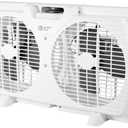 Comfort Zone Window Fan for Bedroom, 9 inch 3 Speed Dual Fans with Auto-Locking Expanders, Window Exhaust Fan, Removeable Bug Screen, White