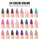 Press On Nails - LADYING 576 Pcs Coffin Ballet Shape Fake Nails, Full Cover Acrylic False Nail,24 Color With 6g Nail Glue