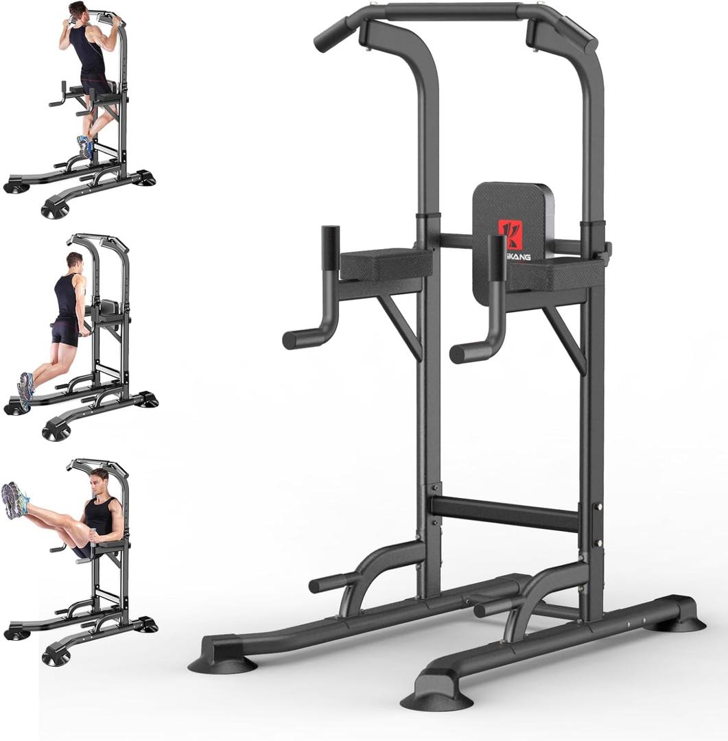 Power Tower Adjustable Height Pull Up & Dip Station Multi-Function Home Strength Training Fitness Workout Station for Home Gym