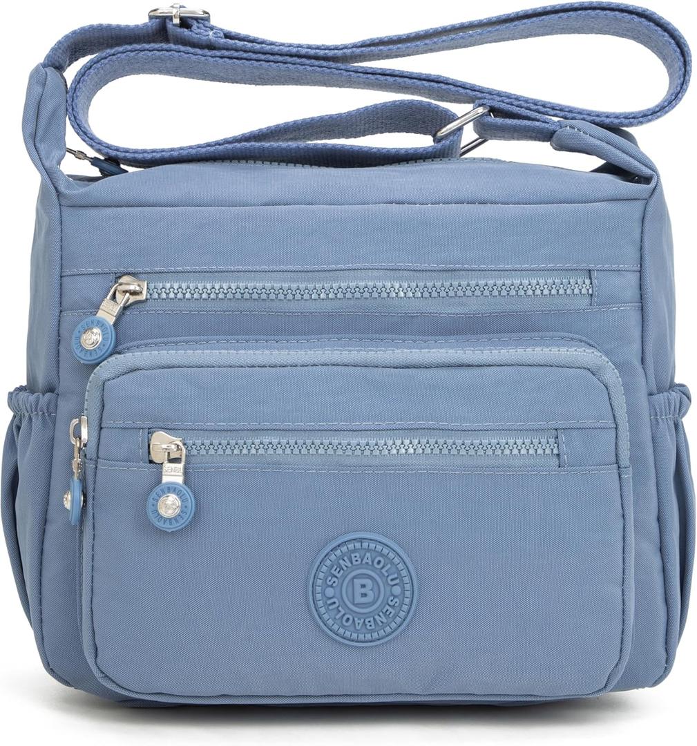 Crossbody Purses for Women Lightweight Shoulder Handbags Waterproof Nylon Travel Bag Ladies Pocketbooks (Blue)