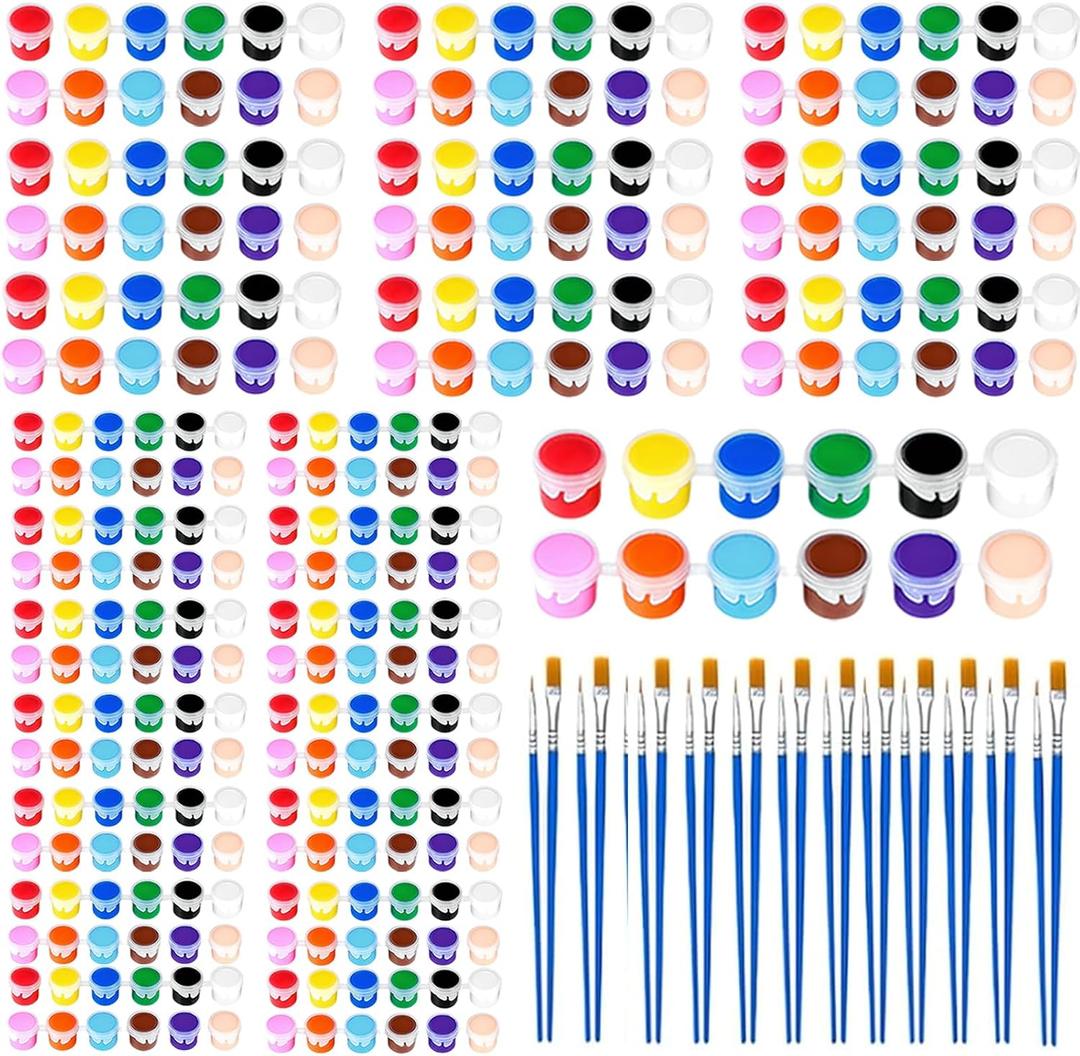 24 Pack Mini Acrylic Paint Set - 12 Colors Washable Acrylic Paint Strips for Kids&Adults Craft Paint, 336 PCS Kids Painting Kit for Birthday Classroom Painting Party Favor, Halloween Pumpkin, Art Gift