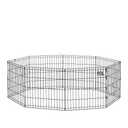 MidWest Homes for Pets Folding Metal Puppy/Dog Exercise Pen, Indoor/Outdoor Playpen with No Door, Provides 16 Sq Feet of Play Space, 24-Inches Tall, Black E-Coated