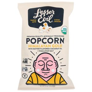 Lesser Evil Organic Himalayan Gold Popcorn, Gluten Free, Non GMO, 4.6 Ounces (Pack Of 3) (EXP 05/22/26)