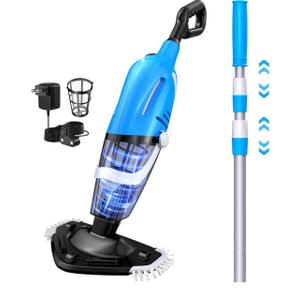 Pool Vacuum for Above Ground Pool with a Telescopic Pole80Mins Runtime, Handheld Rechargeable Pool Cleaner with Powerful Suction for Above Ground/Inground Pools, Hot Tubs, Spas