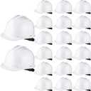 Ramede 20 Pcs 4 Pt. Suspension Hard Hat Bulk Safety Helmets Adjustable Ratchet Hard Hats with Cotton Brow Pad Ratchet Cap Style ABS Construction Hard Hats for Men Women Work Head Protection, One Size