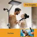 High Pressure Rain Shower Head with Handheld Combo, 10 Inch Square Rainfall Showerhead, Adjustable Slide Bar Dual Shower System, 3 Spray Modes, 59" Stainless Steel Hose, Matte Black
