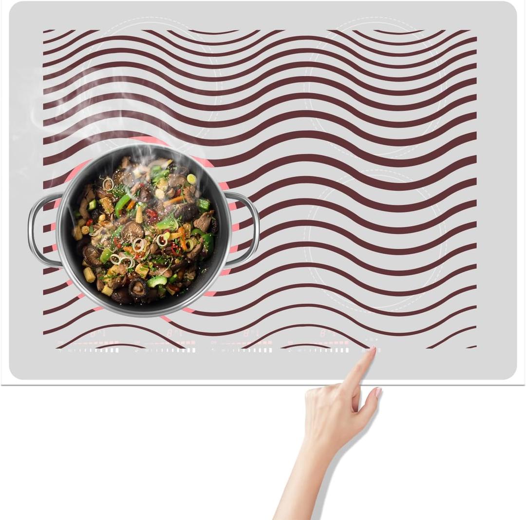 KitchenRaku Induction Cooktop Mat, Temperature Changing Induction (magnetic) Cooktop Cover Protector For Induction Stove, Silicone Mat (20.9X24 inch)
