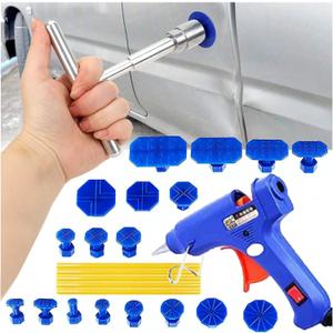 Car Dent Removal Small Dent Puller Kit Include T Bar Dent Puller,18 Auto Dent Pulling Tabs,100W Hot Glue Gun and 5 Glue Sticks