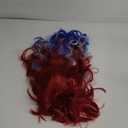 MAGQOO Blue Red White Wig for Women 4th of July Wigs Long Curly Red Blue White Wig with Bangs Colored Hair Wigs Fourth of July Party