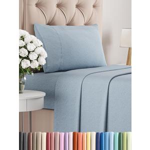 Twin Size 3 Piece Sheet Set - Comfy Breathable & Cooling Bed Sheets Set - Hotel Luxury Bedding for Women, Men, Kids, Teens, Boys & Girls - Deep Pockets, Soft & Wrinkle Free - Blue (Heathered Sheets)