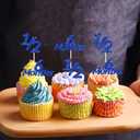 24 Pieces Blue Glitter 6 Months Cupcake Topper, for Celebrating 1/2 Birthday Baby Shower Half Year Birthday Party Decorations Supplies