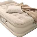 King Koil Luxury Twin Air Mattress with Built-in High Speed Pump for Camping, Home & Guests - 16" Twin Size Double High Airbed Luxury Inflatable Blow Up Mattress Waterproof (Beige)