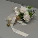 Wedding Bouquets for Bride Bridesmaid,White Champagne Artificial Roses Flowers for Wedding Church Decoration (6.5in)
