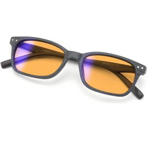 UrbanLens Blue Light Blocking Reading Glasses - For Better Sleep, Reduce Eye Strain for Women + Men, With Wooden Finishes (Black, 1.0, x)