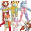Nocciola 5PC No Stuffing Puppy Toys - Dog Toys Plushies Whimsical Variety Colors Animal Plush Toy with Squeaky Crinkle Sound to Keep Them Busy for Small Medium Dogs