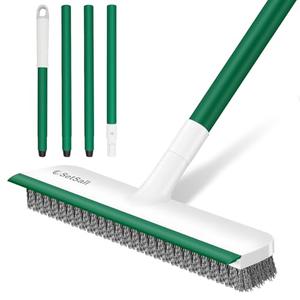 SetSail Upgraded Large 12 in Wide Floor Scrub Brush with 51-Inch Long Adjustable Handle 2 in 1 Scrape Brush Stiff Bristle Floor Scrubber for Cleaning Shower Bathroom Garage Kitchen Wall Deck Tub Tile